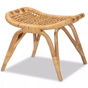 Taburete tejido bohemio ergonómico hecho a mano, muebles de ratán natural con diseño contemporáneo para sala de estar o villa - Product Image 1
