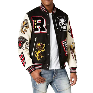 Chaqueta universitaria de talla grande con logotipo personalizado para hombre Máquina de secado rápido Parches bordados Chaquetas universitarias con logotipo para hombre personalizadas. - Product Image 1