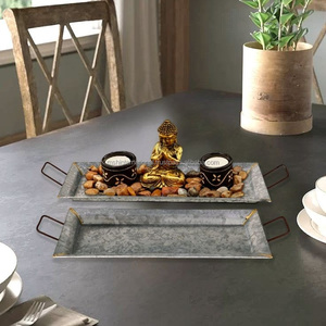 Art Deco Silver Square Eco-Friendly Wall Mount Serving Trays with Handles for Indoor Tabletop Storage and Decor - Product Image 1