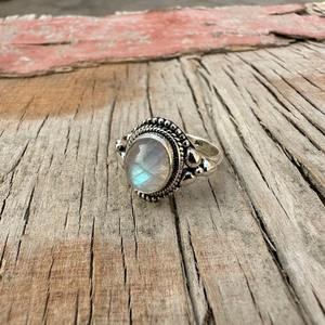 Joyería de anillo clásico para mujer, joyería de estilo bohemio de Plata de Ley 925, piedra lunar, piedra preciosa, anillo hecho a mano, regalo para esposa - Product Image 4