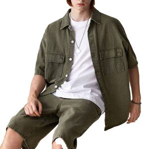 Conjunto de Pantalones Cortos Cargo de Mezclilla para Hombre de Alta Calidad al por Mayor, con Logotipo Personalizado, Cintura Elástica, Jeans de Manga Corta a la Moda, Casuales de Invierno - Product Image 6