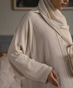 Abaya pour femme manches longues brodée, couleur unie, respirante avec impression droite de paillettes, logo personnalisé, grande taille - Product Image 2