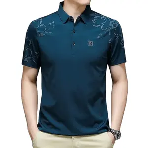 New Trendy Fashion Men's Polo Shirt Short Sleeve Letter Printed Summer Shirt Solid Loose Fit Polo Shirt for Male Clothing