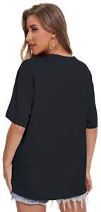 เสื้อยืดโอเวอร์ไซส์สำหรับผู้หญิง, เสื้อยืดลำลองผ้าฝ้าย100% ระบายอากาศได้ดี - Product Image 4