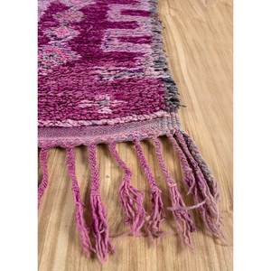 Tapis en laine noué à la main Nuray, motif médaillon rose et violet, grande surface 9x12, tapis de salon pour usage domestique - Pae-4580 - Product Image 4