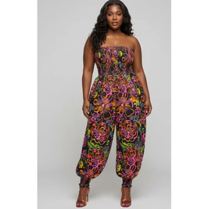 Completo Dashiki Africano a 2 Pezzi con Top a Tubino e Pantaloni Genie per Ragazze Taglie Forti - Product Image 1