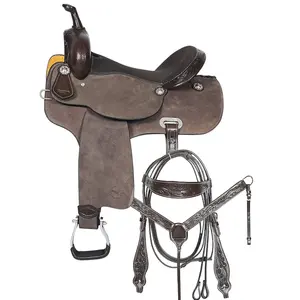 Selle de cheval Western en cuir véritable confortable-Équipement de course de baril importé 100% Cuir de vachette de qualité supérieure personnalisable - Product Image 1