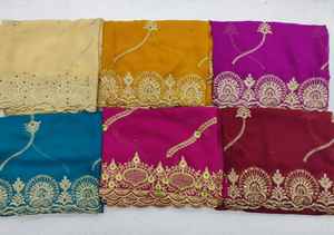 Tissu en Chiffon de Haute Qualité, Dernière Tendance, Motif Floral avec Paillettes Dorées, Style Traditionnel Somalien Fransawi Garbasaar - Product Image 4