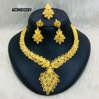 Ensemble de collier et chaîne en laiton plaqué or avec pendentif fleur pour femme, bijoux de mode pour mariage