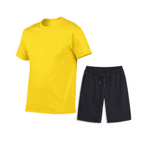 Ensembles jumeaux décontractés pour hommes surdimensionnés de haute qualité survêtement court à motif solide avec t-shirts teints à la plaine Shorts vêtements à chenilles - Product Image 6