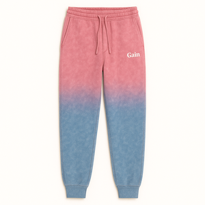 Chándal de desvanecimiento azul y rojo Traje de sudor desgastado lavado con ácido Conjunto de sudadera con capucha y joggers con gradiente Pantalones con capucha con logotipo personalizado - Product Image 4