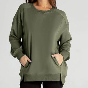 Mujeres Streetwear transpirable ecológico bordado Logo cuello redondo sudadera Yoga gimnasio entrenamiento sudadera - Product Image 4