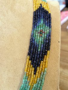 Tự nhiên Ruby Emerald đa Sapphire Vòng cổ, đa đá quý đính cườm Choker Vòng cổ, 2.50 - 3 mm mặt hạt 9 sợi - Product Image 4