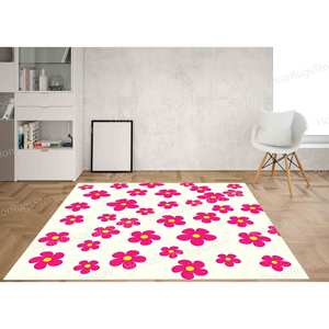 Tapis imprimé à fleurs roses : Décoration intérieure et chambre d'enfant, avec tapis à poils doux - Product Image 2