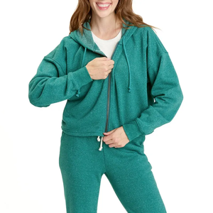 Sudadera con cremallera de algodón de alta calidad para mujer, logotipo personalizado, decoración con lentejuelas, estilo deportivo suelto informal para invierno - Product Image 1