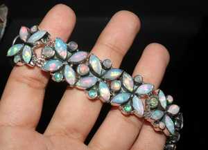 สร้อยข้อมือโอปอลสวยงามด้วยเงินสเตอร์ลิงสีขาวกำไลข้อมือโอปอลเอธิโอเปียหลายไฟเครื่องประดับของขวัญทำด้วยมือสำหรับเธอ - Product Image 2