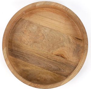 Rustic Wooden Serving <b>Tray</b> - Round Wood Decorative Vintage Centerpiece <b>Candle</b> Holder <b>Trays</b> Farmhouse Ottoman <b>Tray</b> - Product Image 2