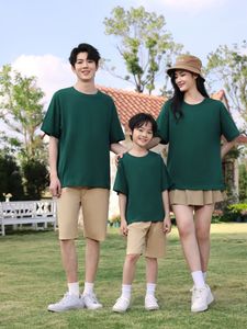 Vente en gros T-shirt uni à manches courtes en coton pour hommes, femmes et enfants T-shirts multicolore à épaules tombantes T-shirt avec impression personnalisée pour hommes - Product Image 2