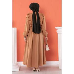 Robe modeste détaillée à volants Tan - Product Image 3