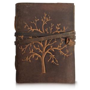 Magnifique journal en cuir avec arbre de vie en relief, format A5/A4, papier blanc en coton fait à la main, boîte à fermoir en laiton antique, journal en coffret cadeau - Product Image 3