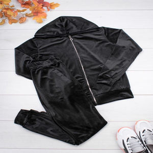 Fashion Men's Streetwear Hooded Tracksuits Set 100% <b>Velvet</b> <b>Fabric</b> Sport Outerwear Waffle Drawstring Pocket Lapel Regular Fit - Product Image 5