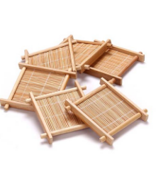 Cheapest Price Handmade Eco-Friendly <b>Square</b> Brown and Beige Bamboo Coaster Heat Insulation Pad for Home - Product Image 3