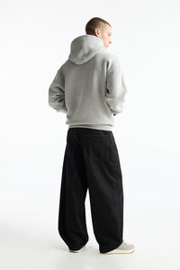 Oversized Heavyweight 600GSM Pullover <b>Sweatshirt</b> Heather <b>Grey</b> Kangaroo Pocket Hoodies <b>Men</b> Embossed Drop Shoulder 100% Cotton - Product Image 3