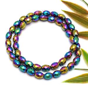 Perles d'hématite de haute qualité, multicolores jaunes et dorées, pour la fabrication de bijoux et de bracelets - Product Image 3