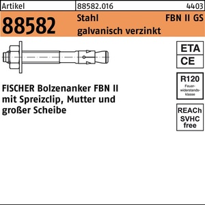 Anclaje de Acero Fischer FBN II 12/250 GS, Paquete de 10 Piezas - Product Image 1