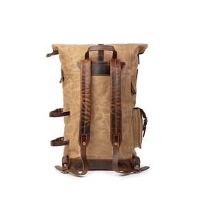 Premium Leather Canvas Foldable <b>Eco</b>-Friendly Backpack Outdoor Hiking Travel School Work Unisex Durable Multi-Pocket Utility - Product Image 6