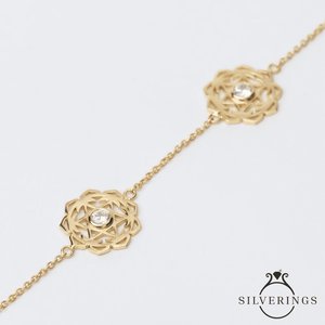 NOVAMART Fine Silverings 925 Sterling <b>Silver</b> Gold and Flower Fairy Design Fashion <b>Charm</b> <b>Bracelet</b> Wholesale Export - Product Image 4