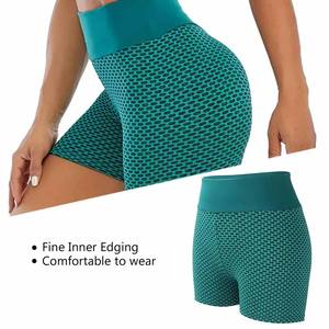 Venta al por mayor de las mujeres de cintura alta Skinny Fit transpirable cintura elástica poliéster Spandex Booty Running Yoga entrenamiento gimnasio pantalones cortos personalizados - Product Image 4