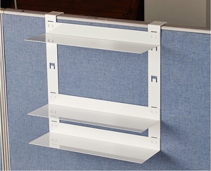 Scaffale per ufficio in acciaio a 3 livelli con ganci per scrivania Organizer coreano bianco nero - Product Image 4