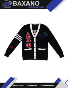 Delta Sigma Theta Sorority Winter <b>Cardigan</b> Sweater with Front Print Polyester/Cotton V-neck Front Logo <b>Vintage</b> Style DST - Product Image 6