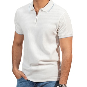 Luxury Men <b>White</b> Ribbed Knit Quarter Zip <b>Polo</b> Shirt New Arrival Summer Season Wear Men Outdoor Wear <b>Polo</b> Shirts MADE BY HS 2026 - Product Image 2