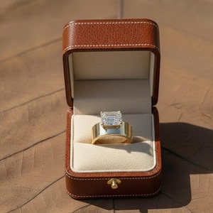 Bague de fiançailles de luxe en argent avec moissanite taille émeraude latérale de 2,50 carats, solitaire, bande de mariage style cigare, bague d'anniversaire, cadeau - Product Image 4