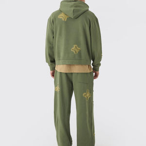 Chándales ajustados desgastados de algodón con estampado personalizado, conjunto de forro polar de peso pesado de invierno, colores y tamaños personalizados transpirables Unisex - Product Image 2