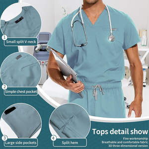 Conjuntos médicos de lujo para hombres y mujeres, uniformes de Enfermería de algodón 100% para trabajadores de hospitales, colores personalizables, fusión sin costuras - Product Image 2