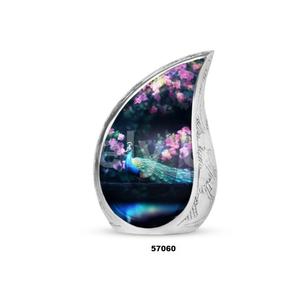 Urne adulte de crémation de thème de paon de goutte de larme en aluminium de vente chaude pour l'urne décorative de souvenir de cendres humaines avec le sac gratuit de velours - Product Image 6