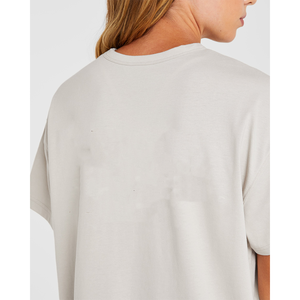 Venta caliente Beige Oversize mujeres atletismo manga corta Camiseta suave ligero y diseñador ajuste relajado gimnasio Fitness entrenamiento camiseta - Product Image 3