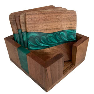 Unique Burl Wood Round <b>Tea</b> <b>Cup</b> Mat Handmade Natural Wood And Resin Drink Coasters <b>Set</b> For Home Decor & Bar Accessories - Product Image 3