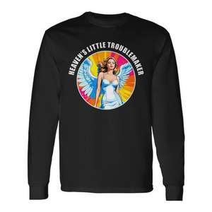 T-shirt à manches longues Pop Art Heaven's Little Troublemaker Naughty Fallen Angel Catégorie de produit T-shirts promotionnels - Product Image 1
