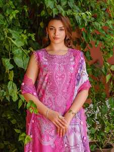 Precios al por mayor Vestidos casuales para mujer Temporada de invierno Lino Impreso 3 piezas Listo para usar Salwar Kameez pakistaní con chal - Product Image 2