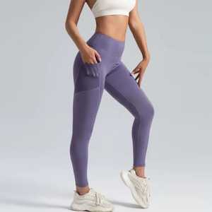 Leggings de Cintura Alta de Spandex y Poliéster, Largos, con Cintura Elástica, Secado Rápido, Transpirables, para Fitness - Product Image 1