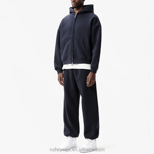 ชุดวอร์มกางเกงมีฮู้ดสำหรับผู้ชายชุดวอร์มผ้าคอตตอนฟลีส450GSM โอเวอร์ไซส์ออกแบบโลโก้ได้ตามต้องการ - Product Image 4