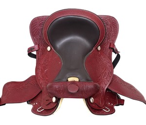 Ensemble de selles de cheval de course Western Barrel en cuir véritable de qualité supérieure Taille de siège confortable 10 à 16 pouces - Product Image 3