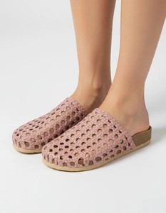 Zuecos y mules de cuero tejido rosa, sandalias planas sin cordones para mujer, para caminar al aire libre en verano - Product Image 6