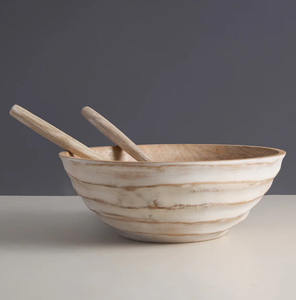 <b>Mango</b> <b>Wood</b> Salad Serving <b>Bowl</b> Custom Made Table Top Wooden <b>Bowl</b> with Salad Server Home Kitchen Dinnerware - Product Image 5
