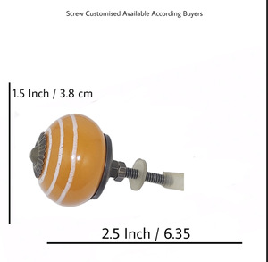 ลูกบิดเซรามิกสีส้มพร้อมแถบสีขาวมือจับลิ้นชักสำหรับเฟอร์นิเจอร์ - Product Image 4