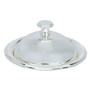 Plateau de service à couvercle en dôme argenté en relief Buffet royal en acier inoxydable de qualité supérieure pour banquets hôtels service de nourriture et décor de table - Product Image 5